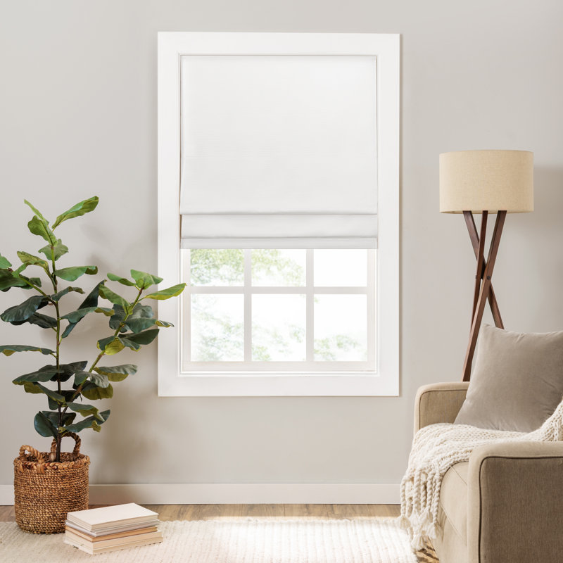 Room Darkening Paper Roman Shade, White, 33"W x 64"L