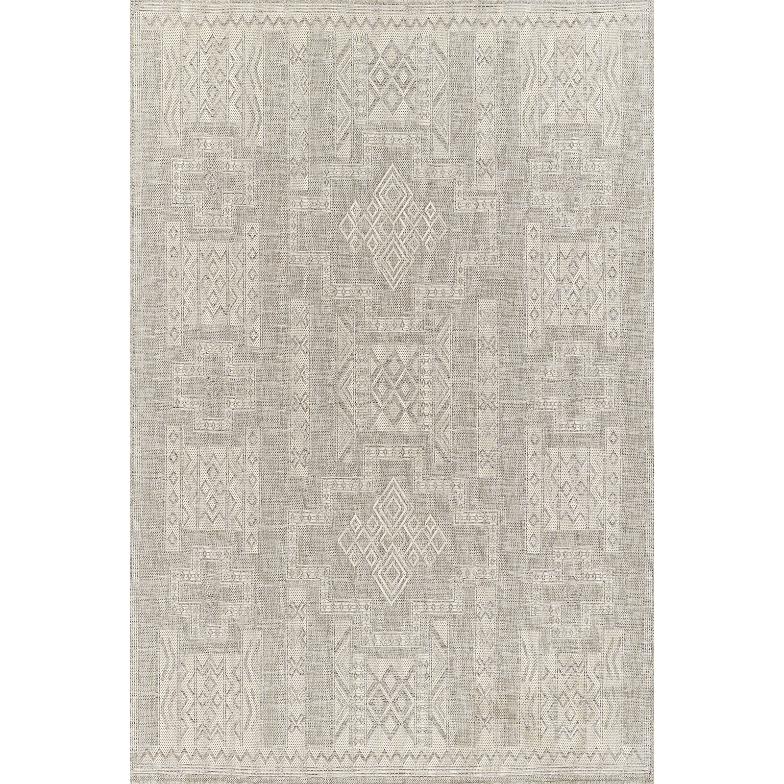 Pavia Gray Indoor/Outdoor Rug, Rectangle 4'1" x 6'