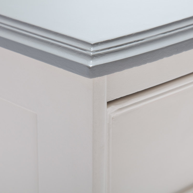 Cream White Solid Wood 3-Drawer End Table Nightstand