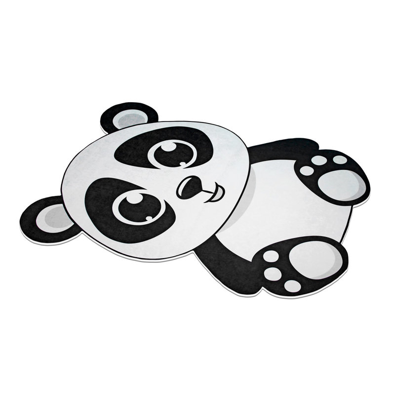 Tapis rectangulaire en polyamide tissé à la machine blanc / noir Guernon, Rectangle 3 pi 3 po x 5 pi 3 po