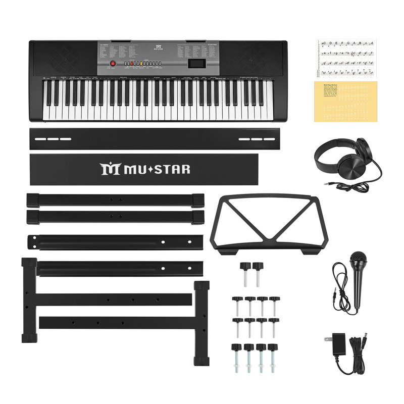 61 Keys Piano Keyboard With Bench , Learning Keyboard Piano For Beginners, Meks-700 Electric Piano Keyboard With Lighted Up Keys