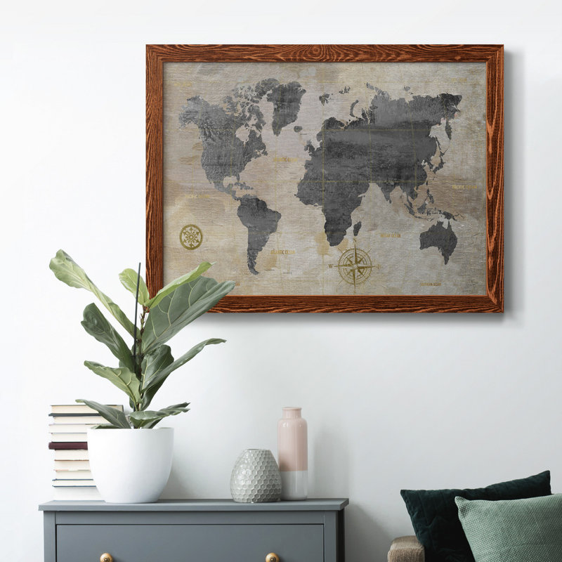 Carte du monde modélisée - reproduction d'art sur toile, H 31 po x l 44 po x P 1 po, Érable