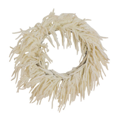 Artificial Real Touch Norfolk Island Pine Wreath With 35 Warm White LED Lights And Natural Look