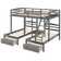 Megan Full Over Twin & Twin Bunk Bed,triple Bunk Bed With Drawers, Gray