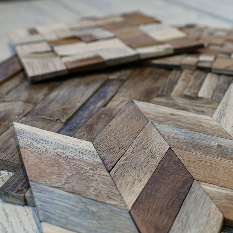 Natural Finish Chevron Boat Wood Mosaic Wall Tile