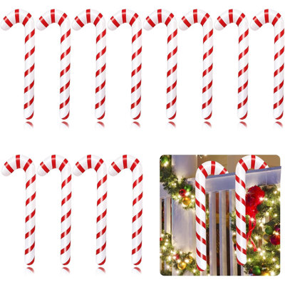 12pcs Christmas Decorations Inflatable Candy Stick With Red And White 35 Inch Indoor And Outdoor Decorative Balloons