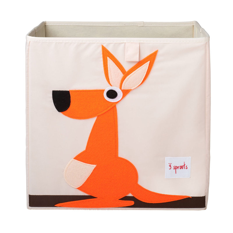 3 Sprouts ‑ boîte de rangement en forme de cube pour bébé et enfants avec image de kangourou
