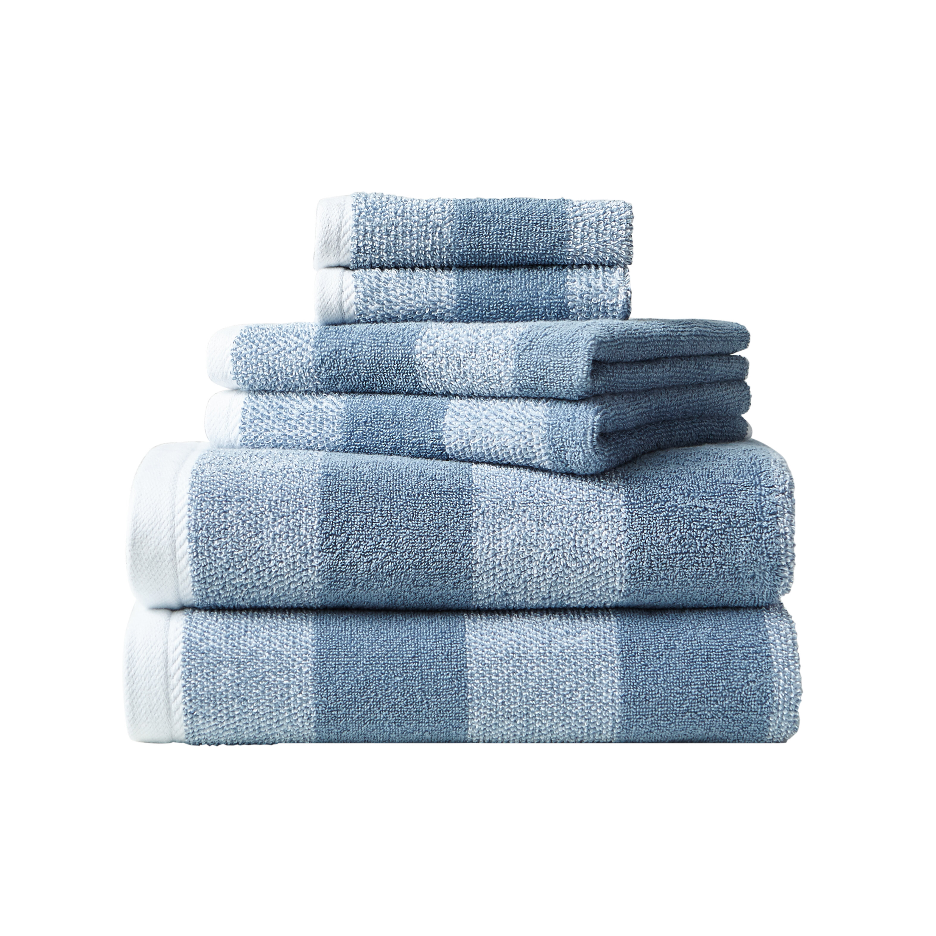 6-Piece Cotton Stripe Bath Towel Set - Noelle Collection