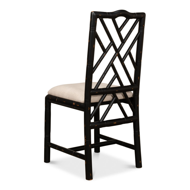 Brighton Fabric Cross Back Side Chair in Beige, Black