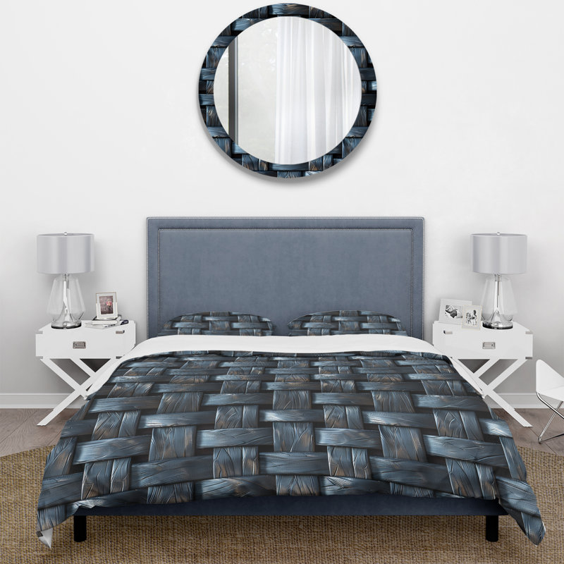 Ensemble de housse de couette noir Midcentury Basketweave I - Midcentury, Housse de couette très grand + 2 taies décorativ