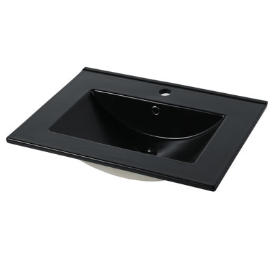 Black Ceramic Countertop Sink 24", 4.72" Depth, 0.81" Thickness, Attractive Outlook 24" - Black, Internal Countertop, Trendsetting Design