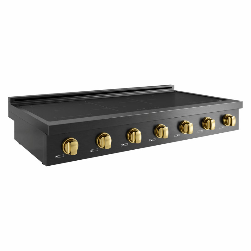 Dessus de table ZLINE Autograph 48 po. Induction en acier inoxydable et or poli, Black Stainless Steel; Polished Gold