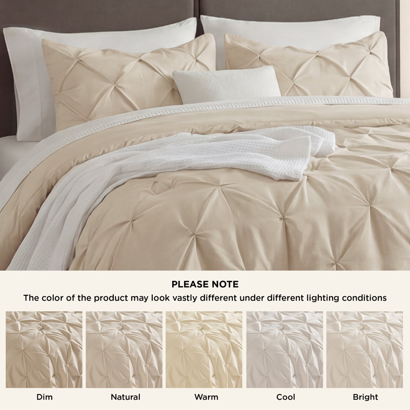 Bedsure Twin Comforter Set Peyote - Twin Size Bedding 3 Pieces, Gentlesoft Pintuck Bed Set Gift For Family, Pinch Pleat All Season Comforter & Pillowcase
