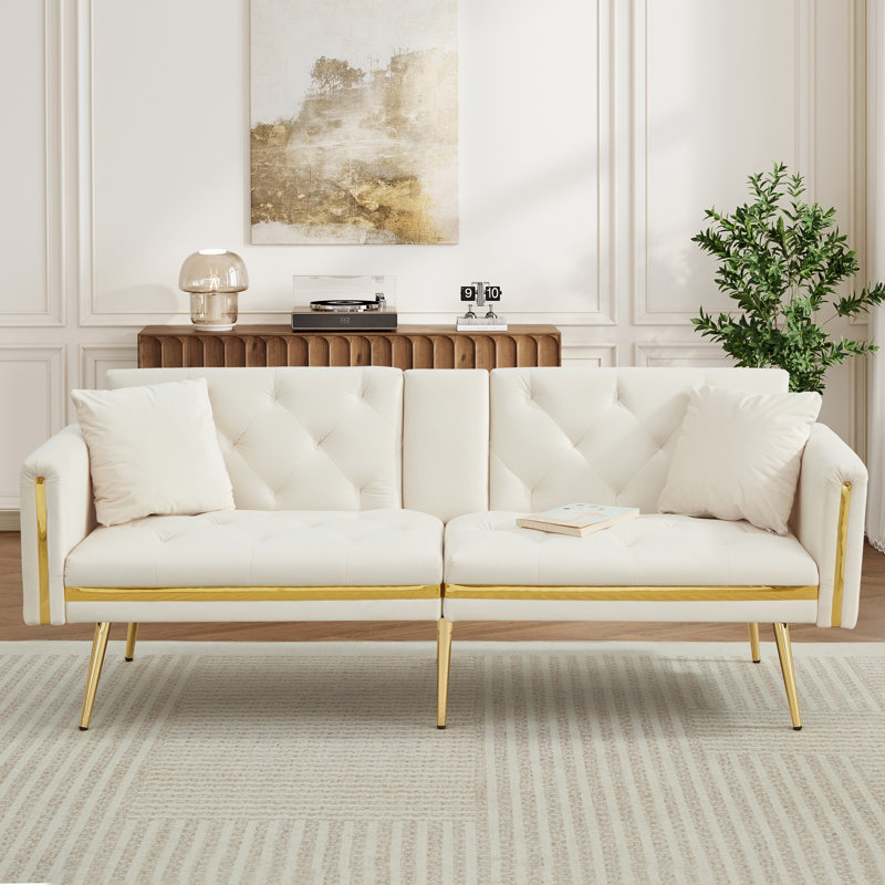 2 Seater Velvet Loveseat, White