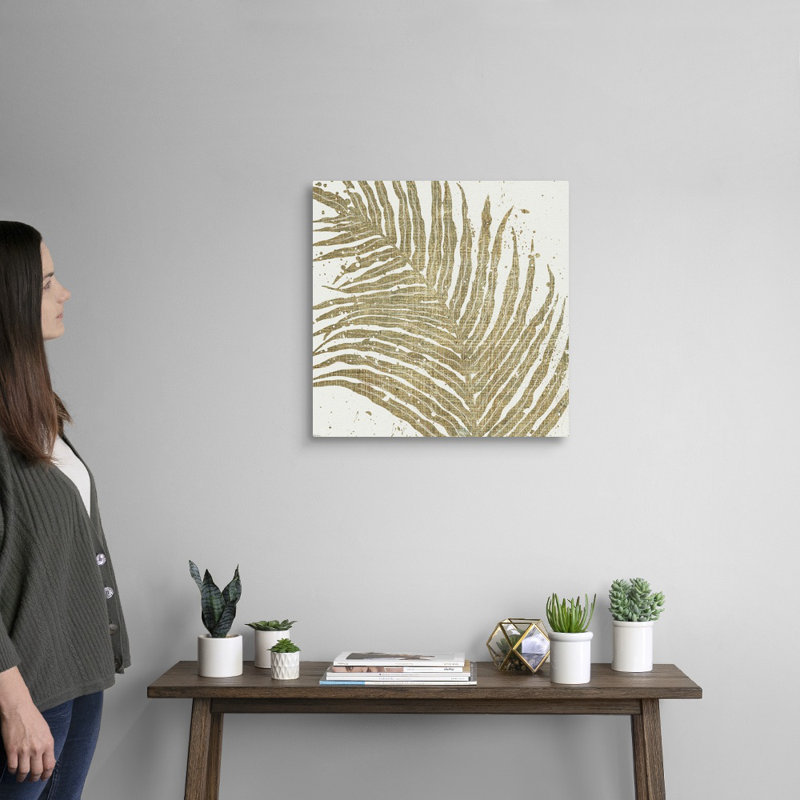 «Gold Leaves I», art mural sur toile, Toile tendue, H 20 po x l 20 po