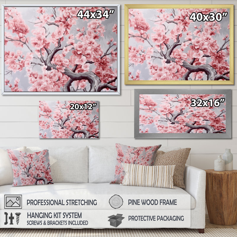 «Cherry Blossum Flower Whispers V», reproduction sur toile, Toile tendue, H 34 po x l 44 po x P 1,5 po