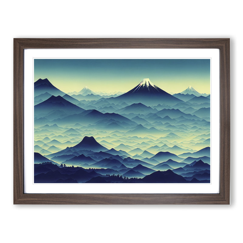 Beaming Japanese Mountains - Framed Print, Walnut, 34cm H x 46cm W x 2cm D