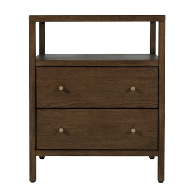 21,25 po Sloane L Table de chevet 2 tiroirs en bois, brun noyer
