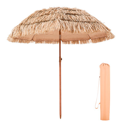 Parasol de patio de 6 pi au bord de la piscine, incliné à 30 pour un maximum d'ombre, assemblage simple, nervures en métal faciles et