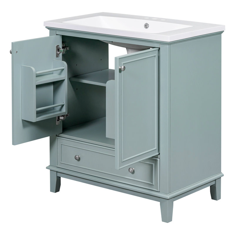Meuble-lavabo autoportant simple avec plateau en céramique 30,11 po Meoshia