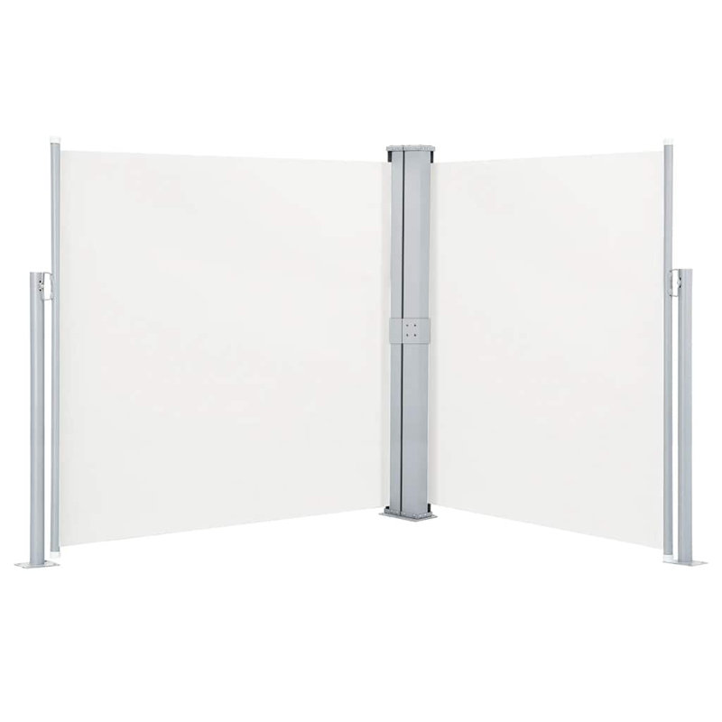 Paravent rétractable avec auvent pliant, H 55,1 po x l 236,22 po, Crème, crème