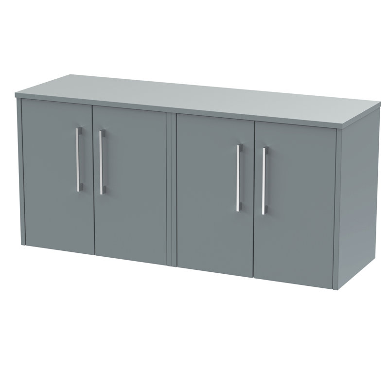 Juno 1205mm Wall Mounted Double Bathroom Vanity Base, Coastal Grey