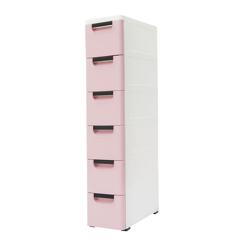 6 Drawers Storage Cabinet For Narrow Space, Pink