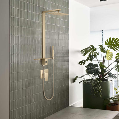 36"H Stainless Steel Exposed Rain Shower System With Handheld Shower (Valve Not Included)