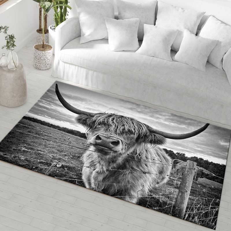 Floral Elegance Non-Woven Thin Type Printed Rug Bringing Sophistication to Your Living Space, Rectangle 3'3" x 6'7"