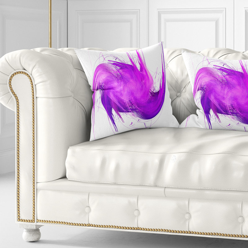 Motif abstrait fractal mauve - Coussin imprimé abstrait, 16 po x 1 po, Coussin décoratif