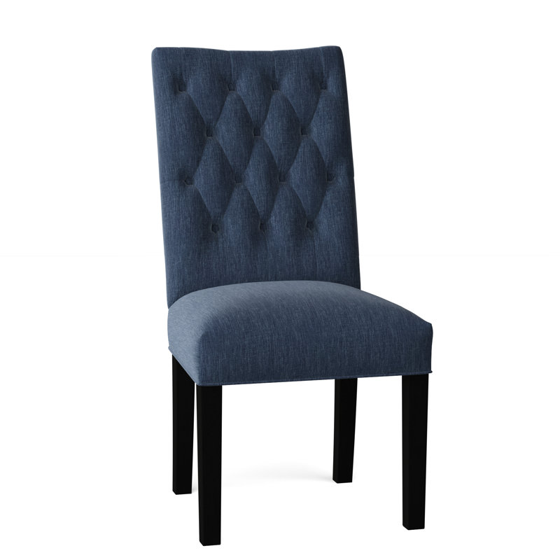 Chaise parsons capitonnée de 17 po de large Lucy, Noir, Denim Key