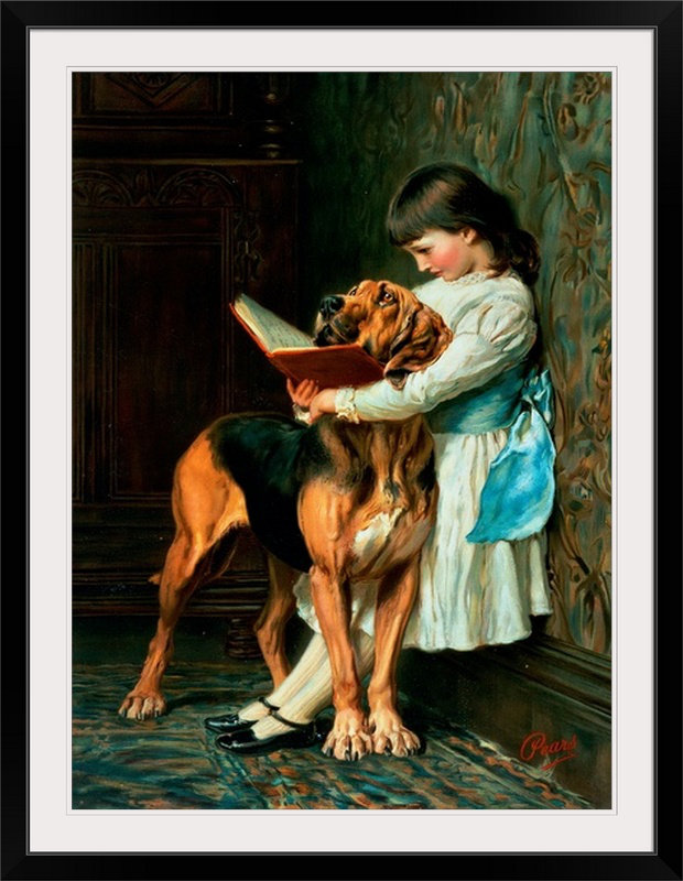 « naughty garçon, ou «obligatoire education » par l’impression de peintures Briton Riviere, H 60 po x l 44 po x p 1,5 po