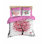 Luxury Double Quilt Cover Set, 100% Polyester Microsatin & Cotton, Duvet Cover: 78.7 x 86.6 in, Flat Sheet: 86.6 x 94.5 in, Pillowcases: 19.7 x 27.6 in (2 Pieces) | Elegant 3D Print, Zipper Closure, Machine Washable, White & Pink Design