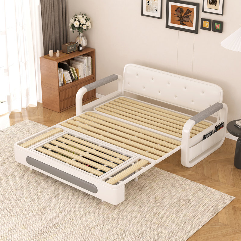 62.2" Sofa Bed With Storage Base And Side Pockets, Detachable Washable Seat Cushions