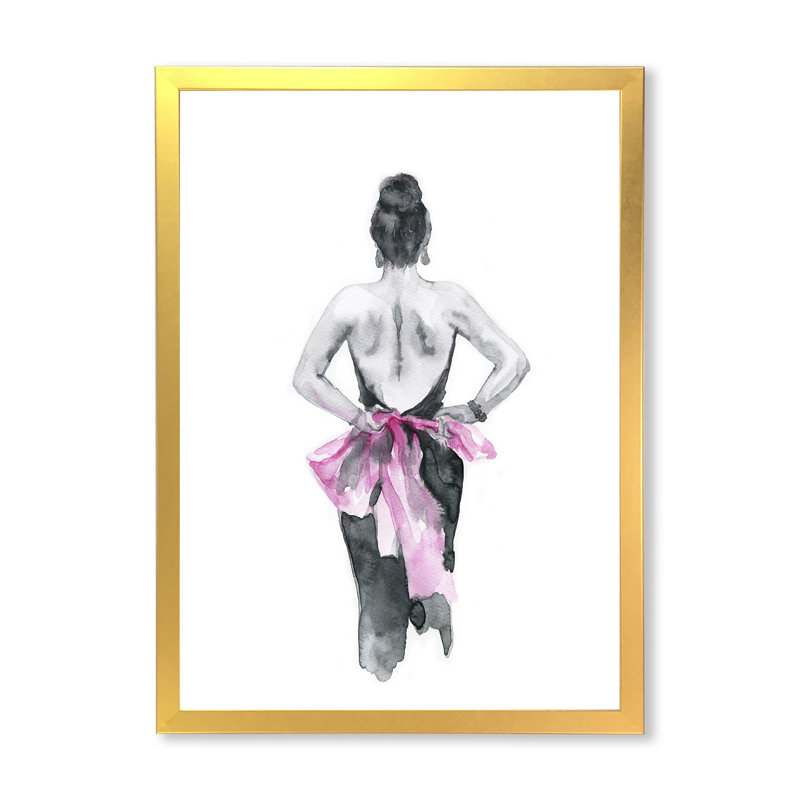 Peinture fantaisie, portrait de femme III - décoration murale sur toile glam, H 20 po x l 12 po x P 1 po, Encadrement doré