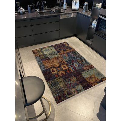 Tapis décoratif multicolore multicolore
