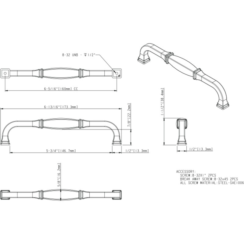 Arch Pull, Satin Bronze