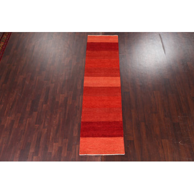 Karmisha One-of-a-Kind 2'7" X 9'6" Runner Wool Area Rug in Coral