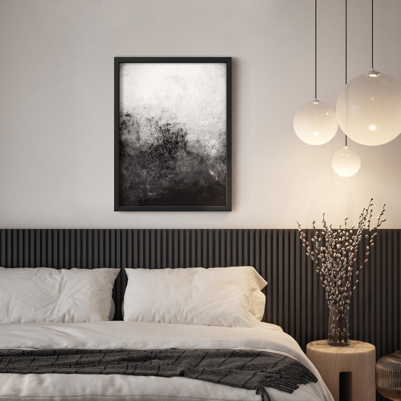 Illustration abstraite de l'espace contemporain noir avec petit décor, Noir, H 14 po x l 11 po