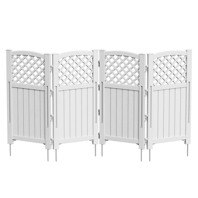 Écran d'intimité extérieur en résine, 4 panneaux de clôture pour patio, Blanc
