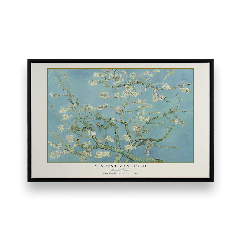 Fleur d'amandier de Van Gogh, H 32,75 po x l 48,75 po, Cadre flottant noir satiné