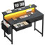 Petit bureau d'ordinateur avec 2 tiroirs et lumières DEL, bureaux à domicile avec poche latérale et support pour écran-171859990-172410960