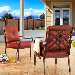 Craighead Luxury Recliner Patio Chair with Cushions Alcott Hill Cushion Color: Crimson Red