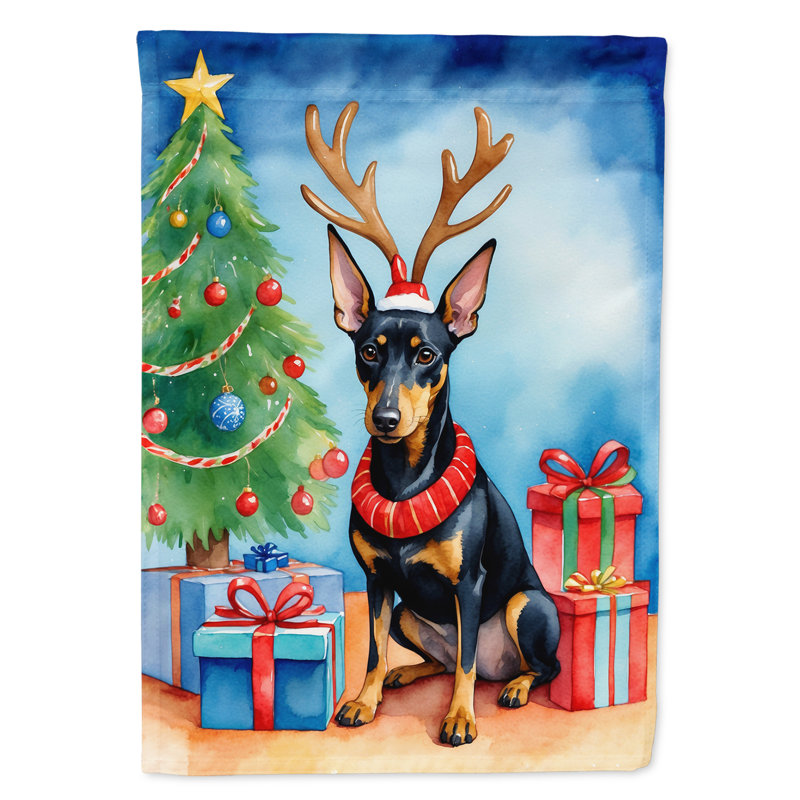 Drapeau de Noël maison de renne, Manchester Terrier