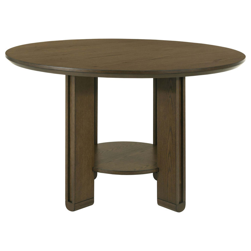 Table de salle à manger en bois brun avec tablette
