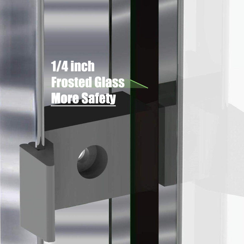 60" W x 57" H Semi-Frameless Tub Door, Nickel