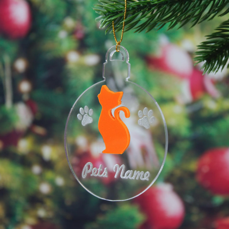 Personlised Cat Bauble Anash Decoration, Orange