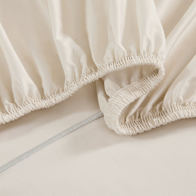 Linear Cotton Sheets Cream 4 Piece Set King, Cream, King Sheet Set