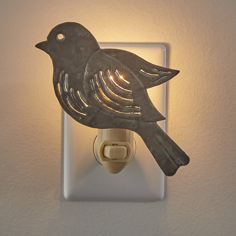 Galvanized Bird Metal Night Light for Kids