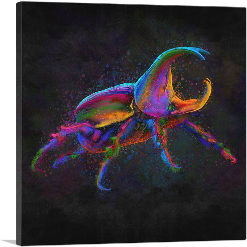 «Rhinoceros Beetle Horn Unicorn», impression sur toile tendue, H 12 po x l 12 po x P 1,5 po